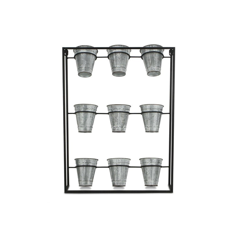 24" X 18" Black And Silver Metal Rectangular Wall Planter