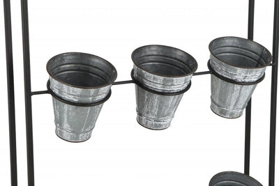 24" X 18" Black And Silver Metal Rectangular Wall Planter