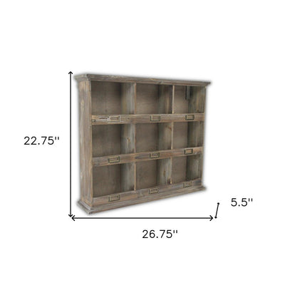 27" Dark Brown Solid Wood Wall Mounted Display Stand