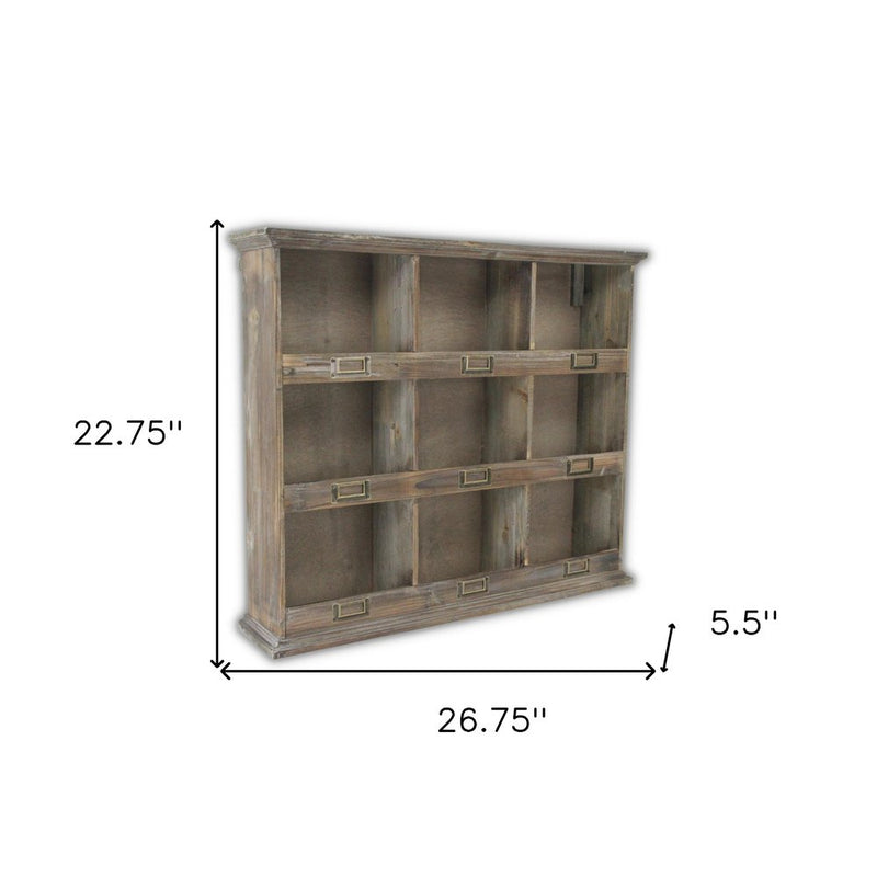 27" Dark Brown Solid Wood Wall Mounted Display Stand