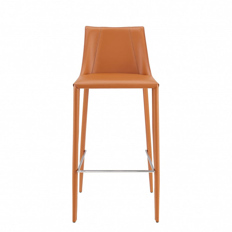 30" Terra Cotta Steel Low Back Bar Height Bar Chair