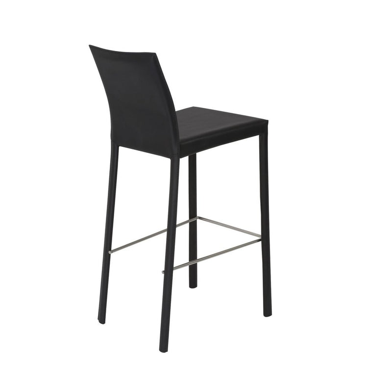 Set of Two 30" Black Faux Leather and Steel Bar Height Bar Chairs