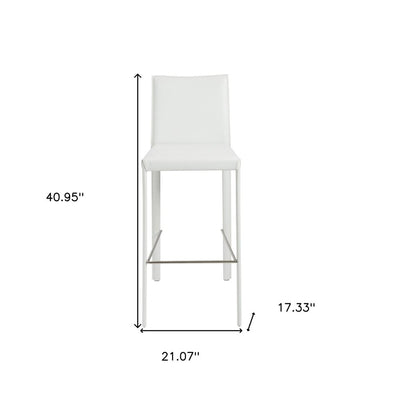 Set of Two 30" White Steel Low Back Bar Height Bar Chairs
