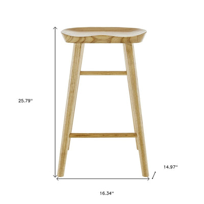 26" Natural Manufactured Wood Backless Counter Height Bar Chair