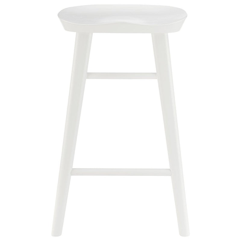 25" White Solid Wood Backless Counter Height Bar Chair