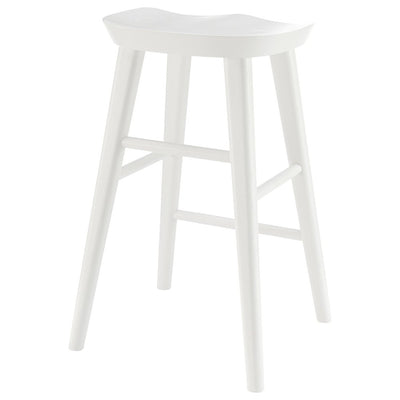 25" White Solid Wood Backless Counter Height Bar Chair