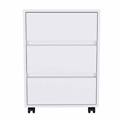 18" White Wood Accent Cabinet With Three Drawers