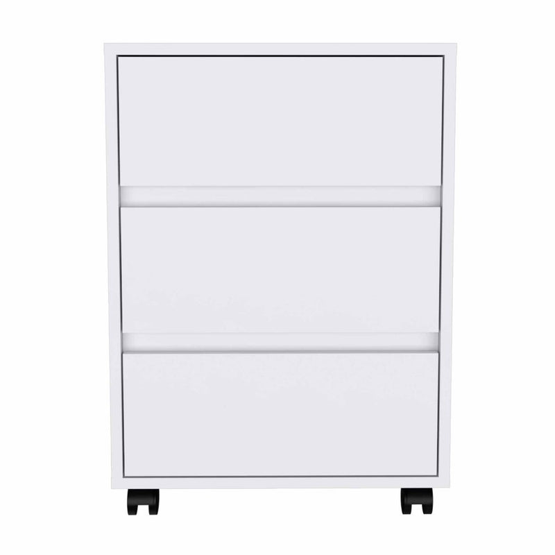18" White Wood Accent Cabinet With Three Drawers
