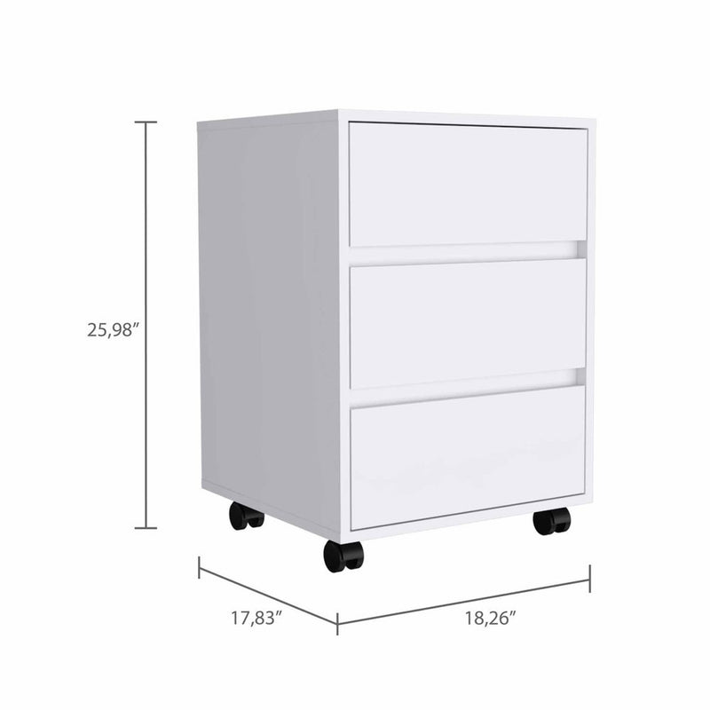 18" White Wood Accent Cabinet With Three Drawers