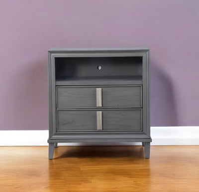 36" Gray Pine Poplar Solids With Mindy And Veneer Open Shelving TV Stand