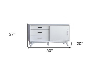 50" White Solid Wood Cabinet Enclosed Storage TV Stand