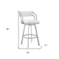 26" White And Silver Iron Swivel Low Back Counter Height Bar Chair