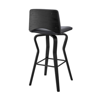 26" Gray And Black Faux Leather And Iron Swivel Low Back Counter Height Bar Chair
