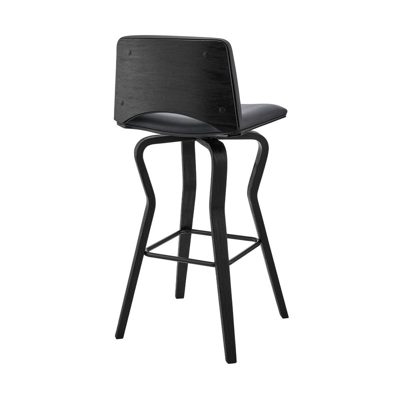 26" Gray And Black Faux Leather And Iron Swivel Low Back Counter Height Bar Chair