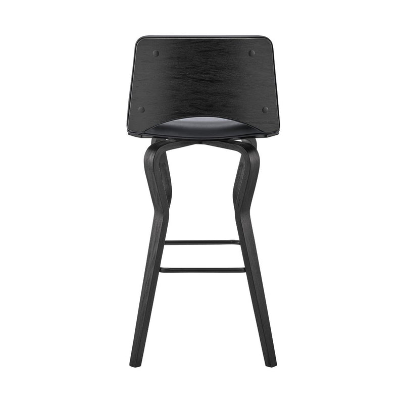 26" Gray And Black Faux Leather And Iron Swivel Low Back Counter Height Bar Chair