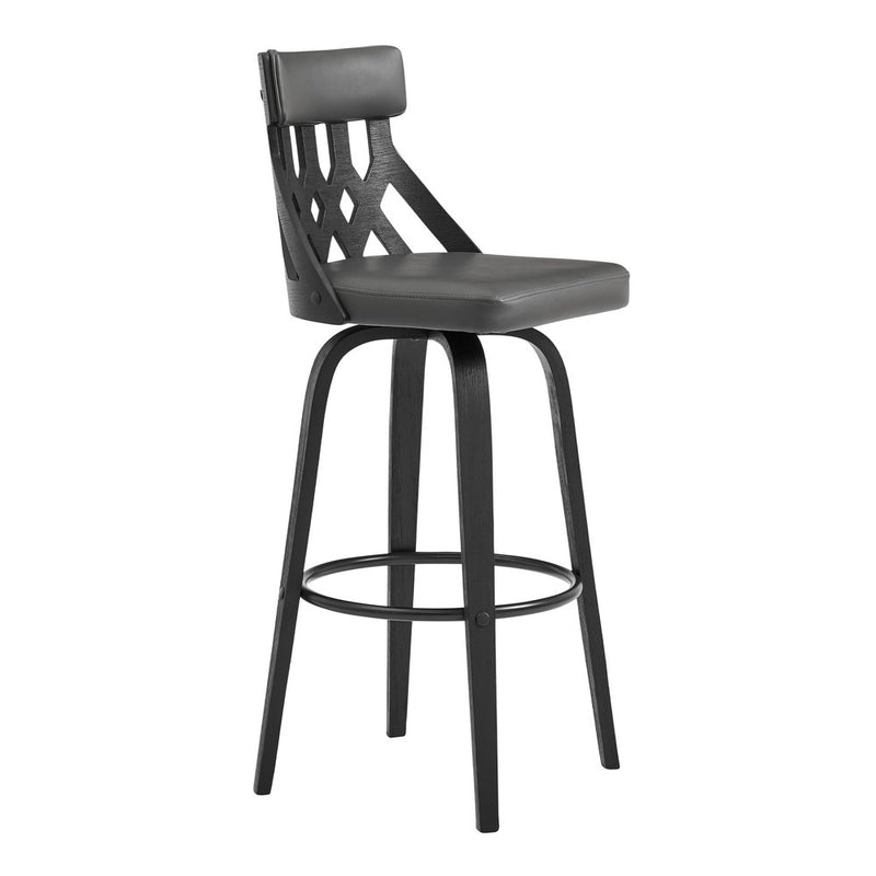 30" Gray And Black Iron Swivel Backless Bar Height Bar Chair