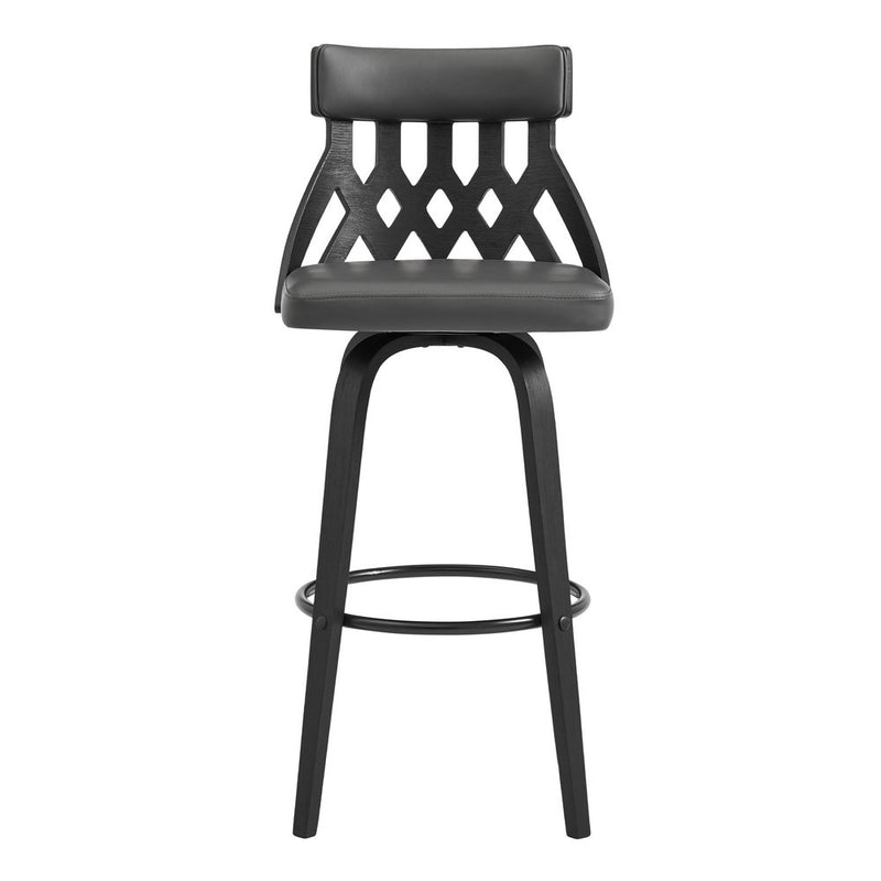 30" Gray And Black Iron Swivel Backless Bar Height Bar Chair