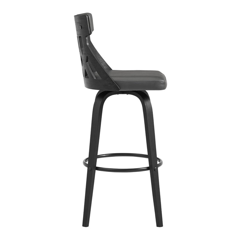 30" Gray And Black Iron Swivel Backless Bar Height Bar Chair