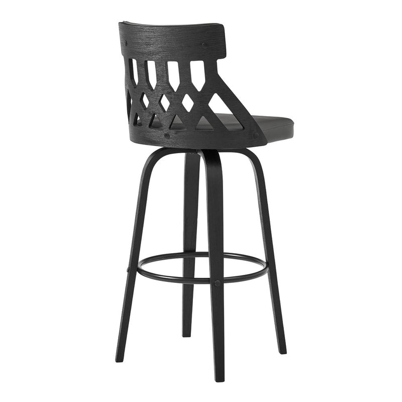 30" Gray And Black Iron Swivel Backless Bar Height Bar Chair