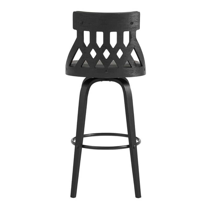 30" Gray And Black Iron Swivel Backless Bar Height Bar Chair