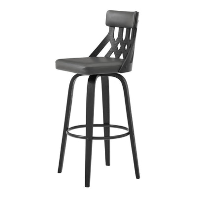 30" Gray And Black Iron Swivel Backless Bar Height Bar Chair