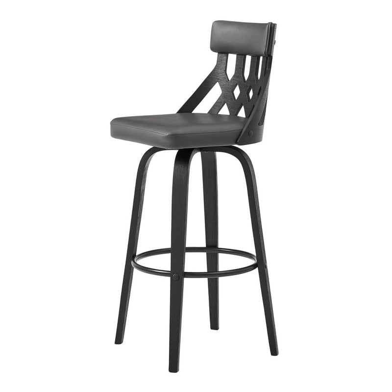 30" Gray And Black Iron Swivel Backless Bar Height Bar Chair