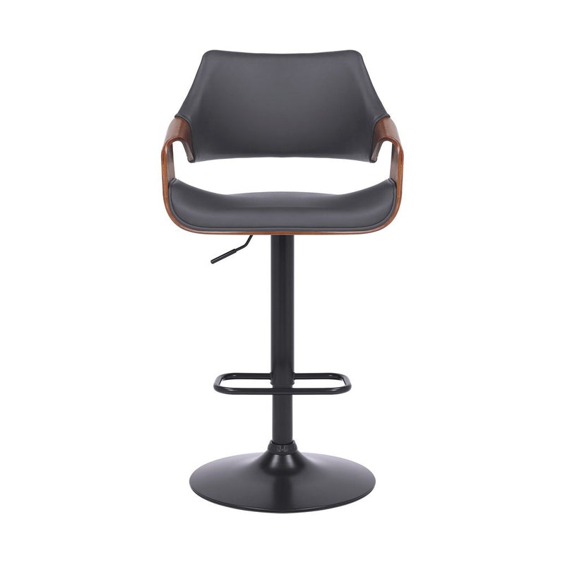 25" Gray And Black Iron Swivel Adjustable Height Bar Chair