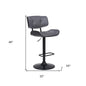 Gray and Black Iron and Faux Leather Adjustable Height Swivel Bar Chair