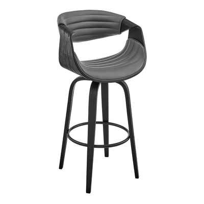 26" Gray And Black Iron Swivel Counter Height Bar Chair