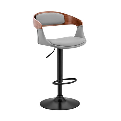24" Gray And Black Iron Swivel Low Back Adjustable Height Bar Chair