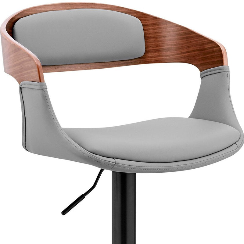 24" Gray And Black Iron Swivel Low Back Adjustable Height Bar Chair
