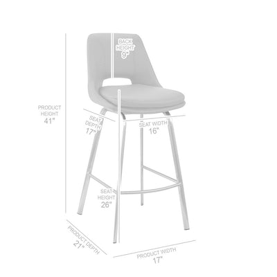 30" Black Faux Leather and Iron Bar Height Swivel Bar Chair