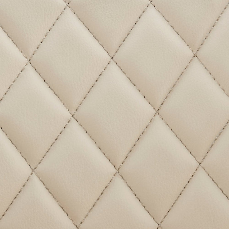 24" Cream And Silver Faux Leather And Iron Swivel Low Back Adjustable Height Bar Chair