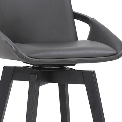 31" Gray and Black Fabric and Iron Bar Height Swivel Bar Chair