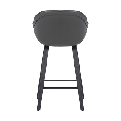 26" Gray And Black Iron Counter Height Bar Chair