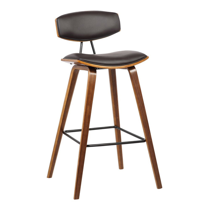 29" Brown Faux Leather Low Back Bar Height Bar Chair