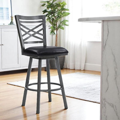 26" Black Iron Counter Height Bar Chair