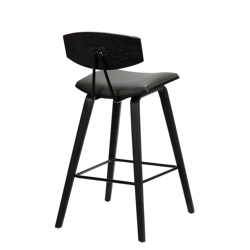26" Gray and Black Faux Leather and Iron Low Back Counter Height Bar Chair