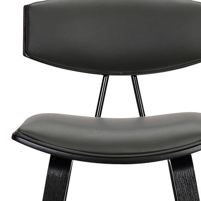 26" Gray and Black Faux Leather and Iron Low Back Counter Height Bar Chair
