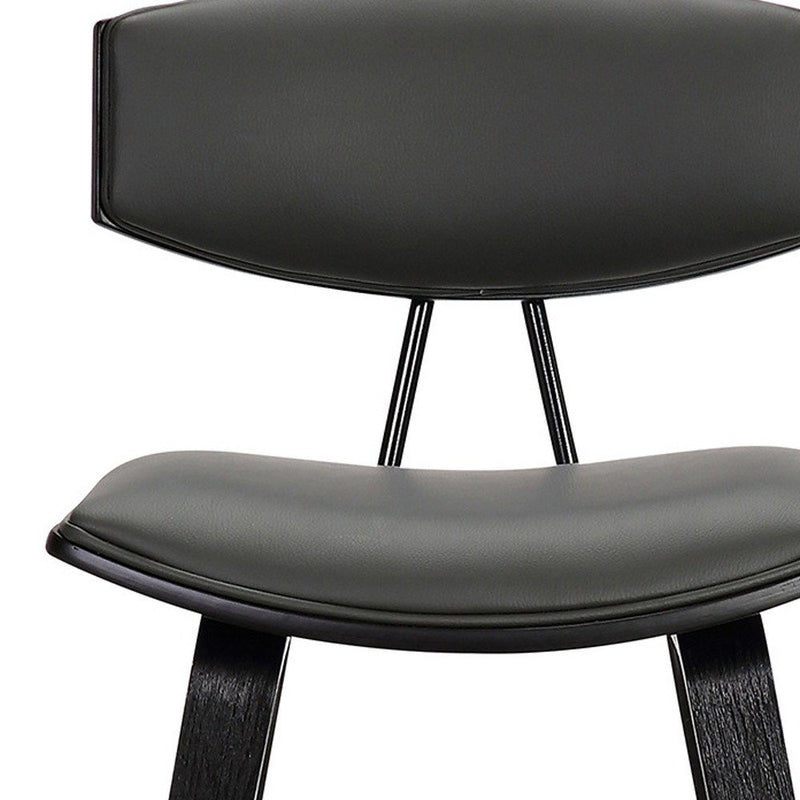 26" Gray and Black Faux Leather and Iron Low Back Counter Height Bar Chair