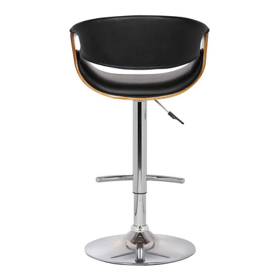24" Black And Silver Solid Wood Swivel Low Back Adjustable Height Bar Chair