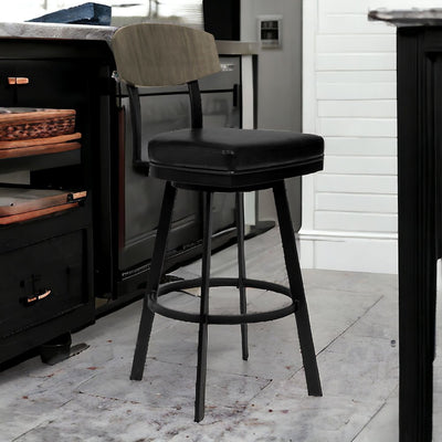 26" Black Iron Counter Height Bar Chair