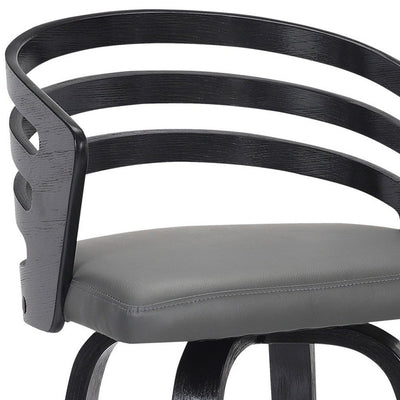 30" Gray And Black Iron Swivel Low Back Bar Height Bar Chair