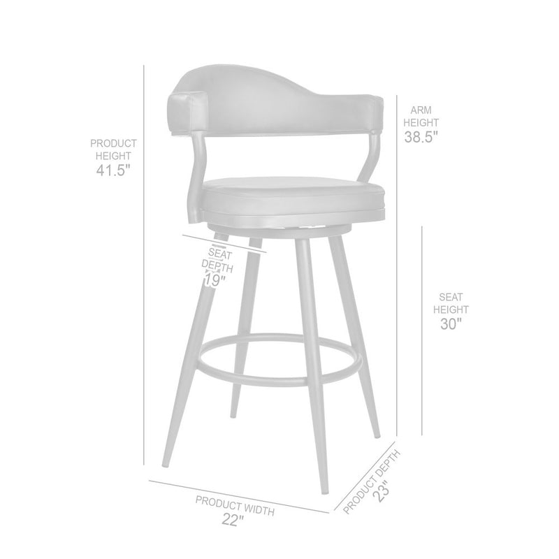 30" Brown Faux Leather And Iron Swivel Bar Height Bar Chair