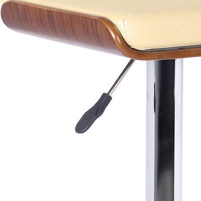 Cream and Silver Fabric and Iron Backless Adjustable Height Bar Chair