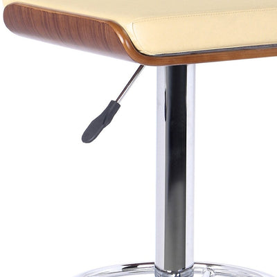 Cream and Silver Fabric and Iron Backless Adjustable Height Bar Chair