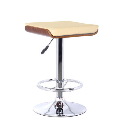 Cream and Silver Fabric and Iron Backless Adjustable Height Bar Chair