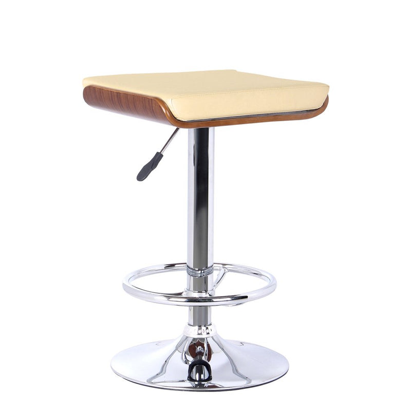 Cream and Silver Fabric and Iron Backless Adjustable Height Bar Chair