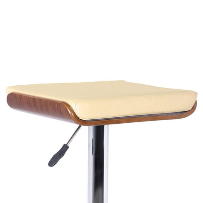 Cream and Silver Fabric and Iron Backless Adjustable Height Bar Chair