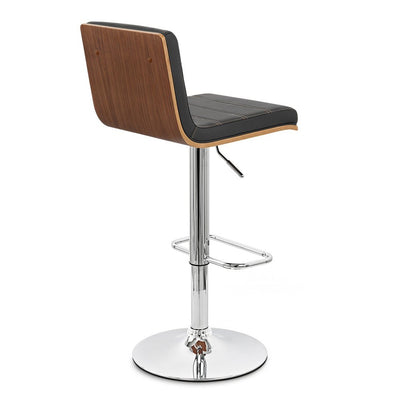 Black and Silver Fabric and Iron Low Back Adjustable Height Swivel Bar Chair